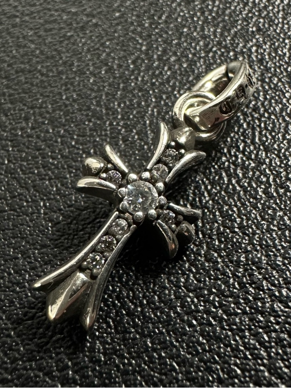Chrome Hearts Silver Baby Fat Cross Pave Pendant